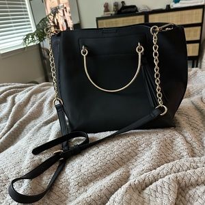 BP Black Bag w/Gold Ring Handles & Crossbody Strap